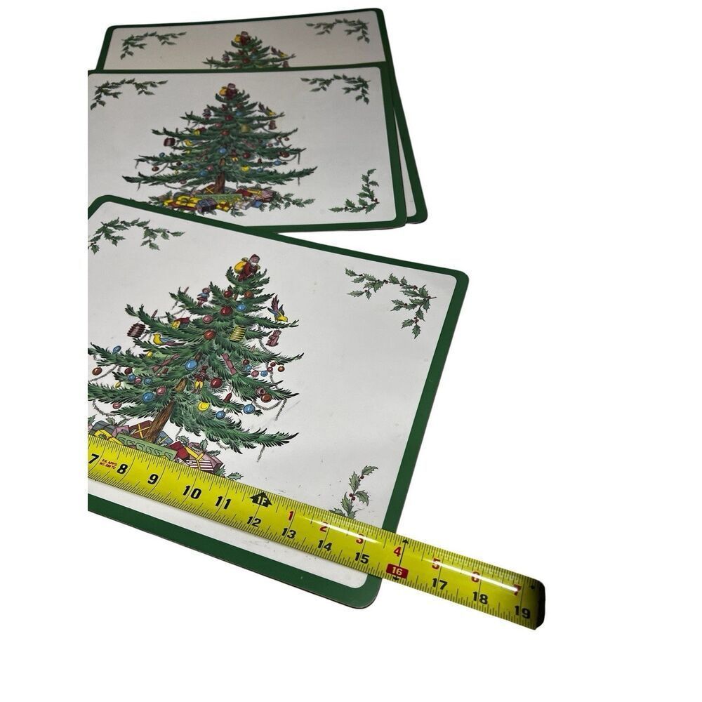 Vintage Spode Pimpernel Hard Cork Christmas Tree Place Mats Set of 4 - Picture 4 of 5